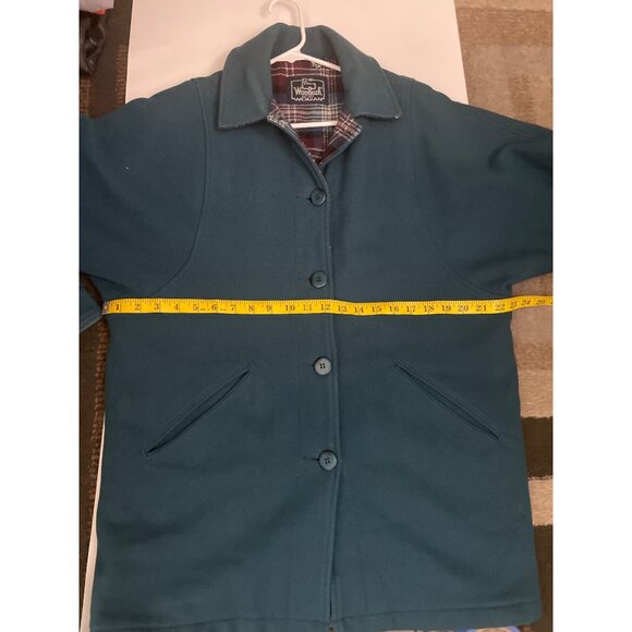 Woolrich Womens Teal Button-Up Coat W/ Plaid Lining & Pockets - Picture 7 of 10